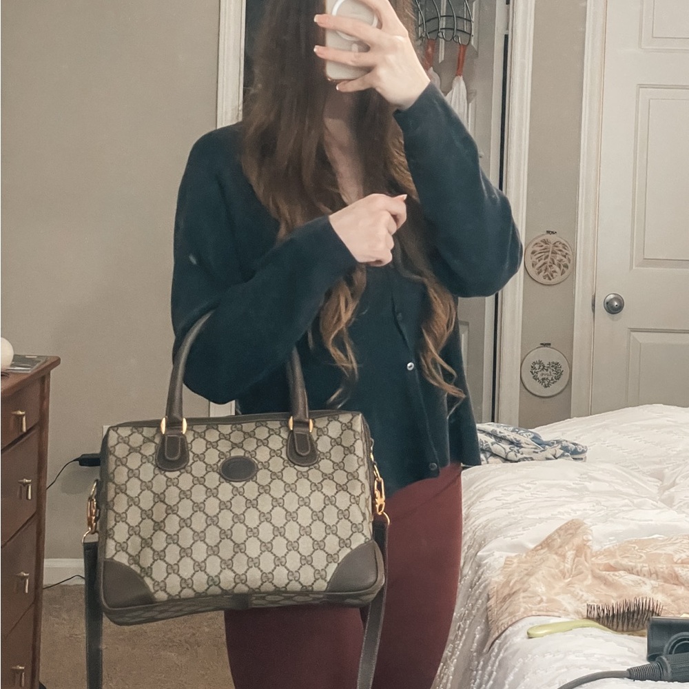 Vintage Monogram Gucci GG Leather Tote Crossbody